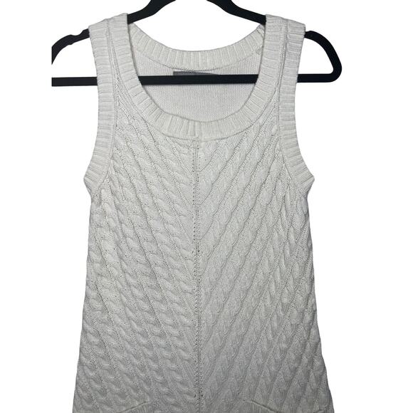 Rubbish Medium Ivory Cable Knit Sleeveless Dress Pockets Tank Style Tunic - Picture 3 of 7